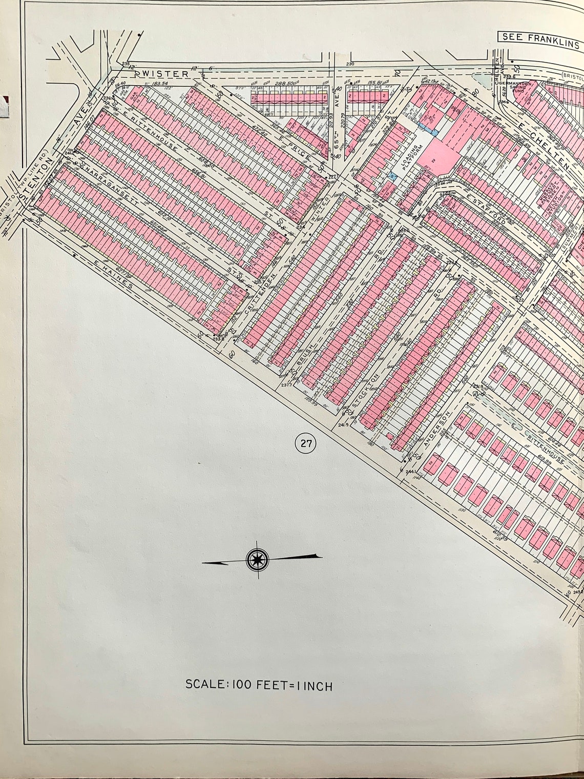 Germantown map Original 1955 City of Pennsylvania atlas map Etsy