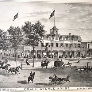 Asbury Park print, Original 1878 New Jersey Coast Atlas, Grand Avenue House