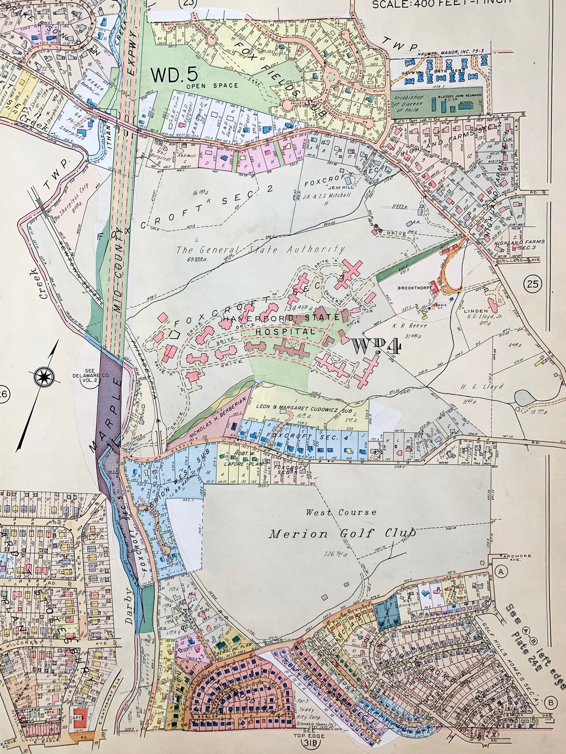 Oakmont map Haverford Township map Original 1961 Main Line Etsy