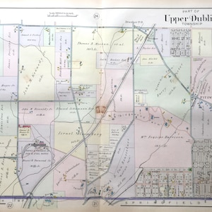 Upper Dublin Map, Original 1916 North Penn Atlas, Fort Washington, Oreland, Glenside
