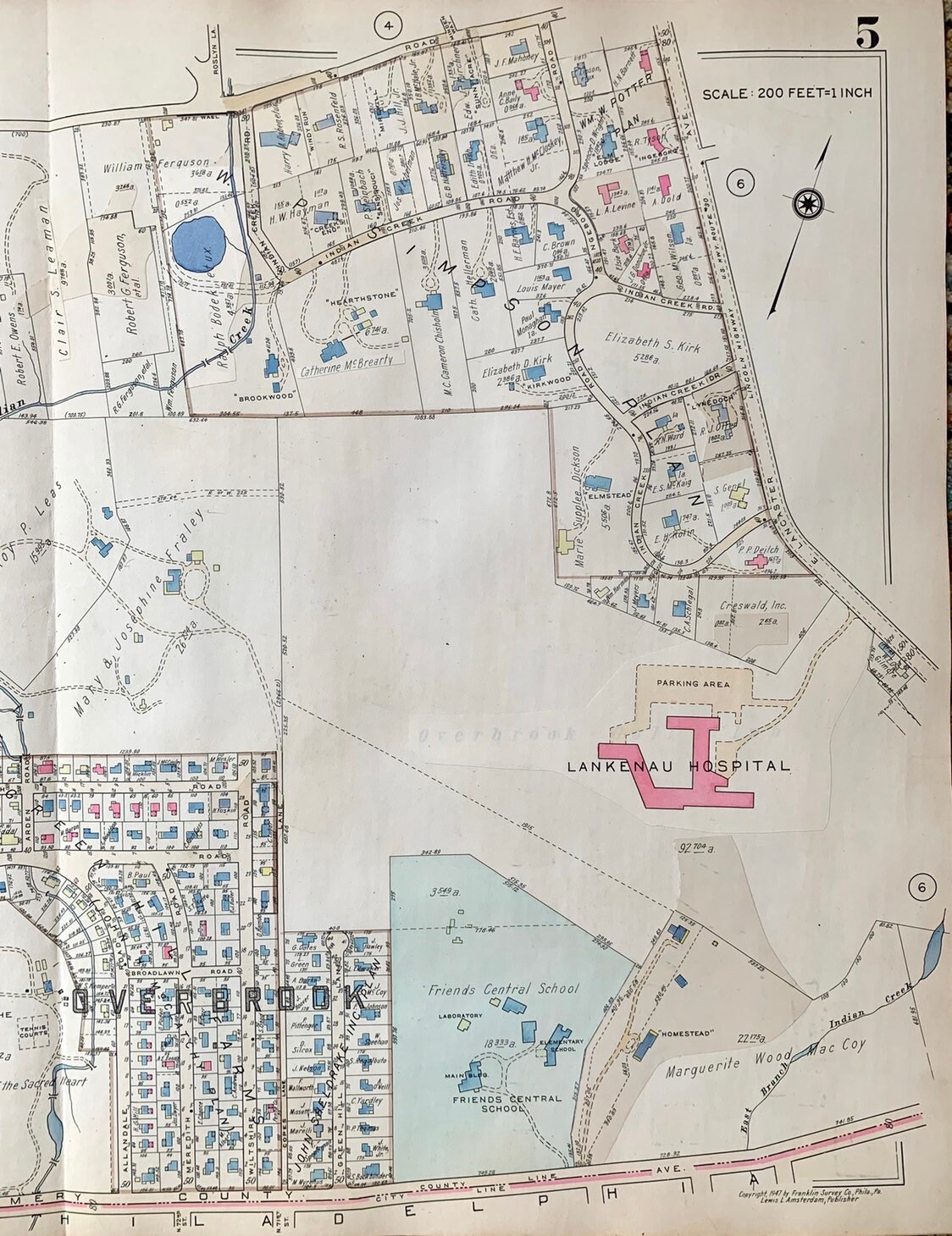 Penn Wynne Map, Original 1947 Lower Merion Main Line Atlas Map ...