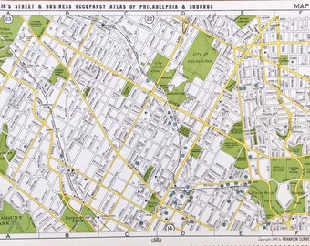 Philadelphia atlas Map, Original 1946, Mount Airy, Getmantown, Lasalle College