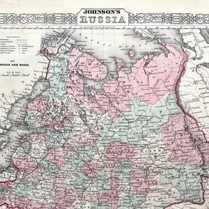 Antique Russia Map, Original 1868 Johnson and Ward Atlas, Moscow, image 2