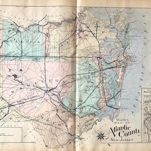 Atlantic County Map, Original 1924 Absecon Island Atlas, Margate, Somers Point, Ventnor