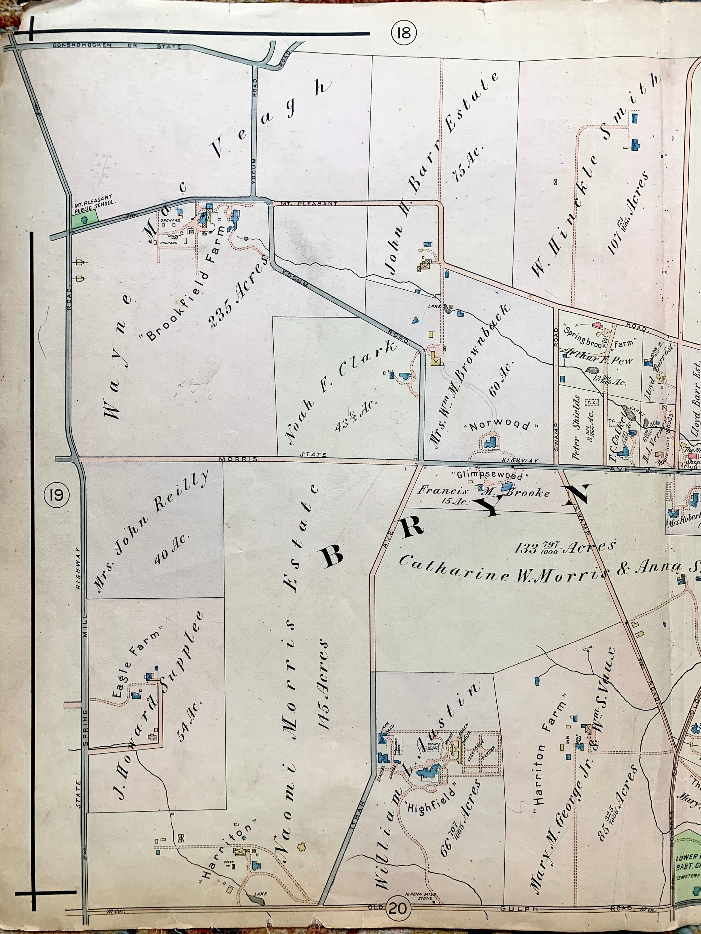 Bryn Mawr Map Original 1913 Main line Pennsylvania Railroad Etsy