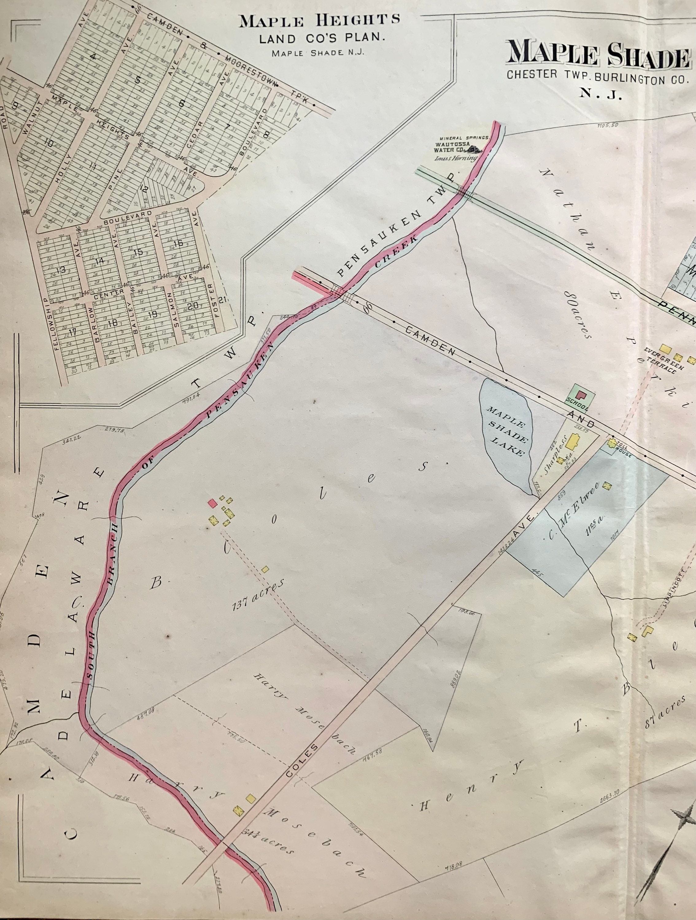 Maple Shade Map, Original 1907 Camden and Vicinity Atlas, Burlington County  - Etsy Denmark