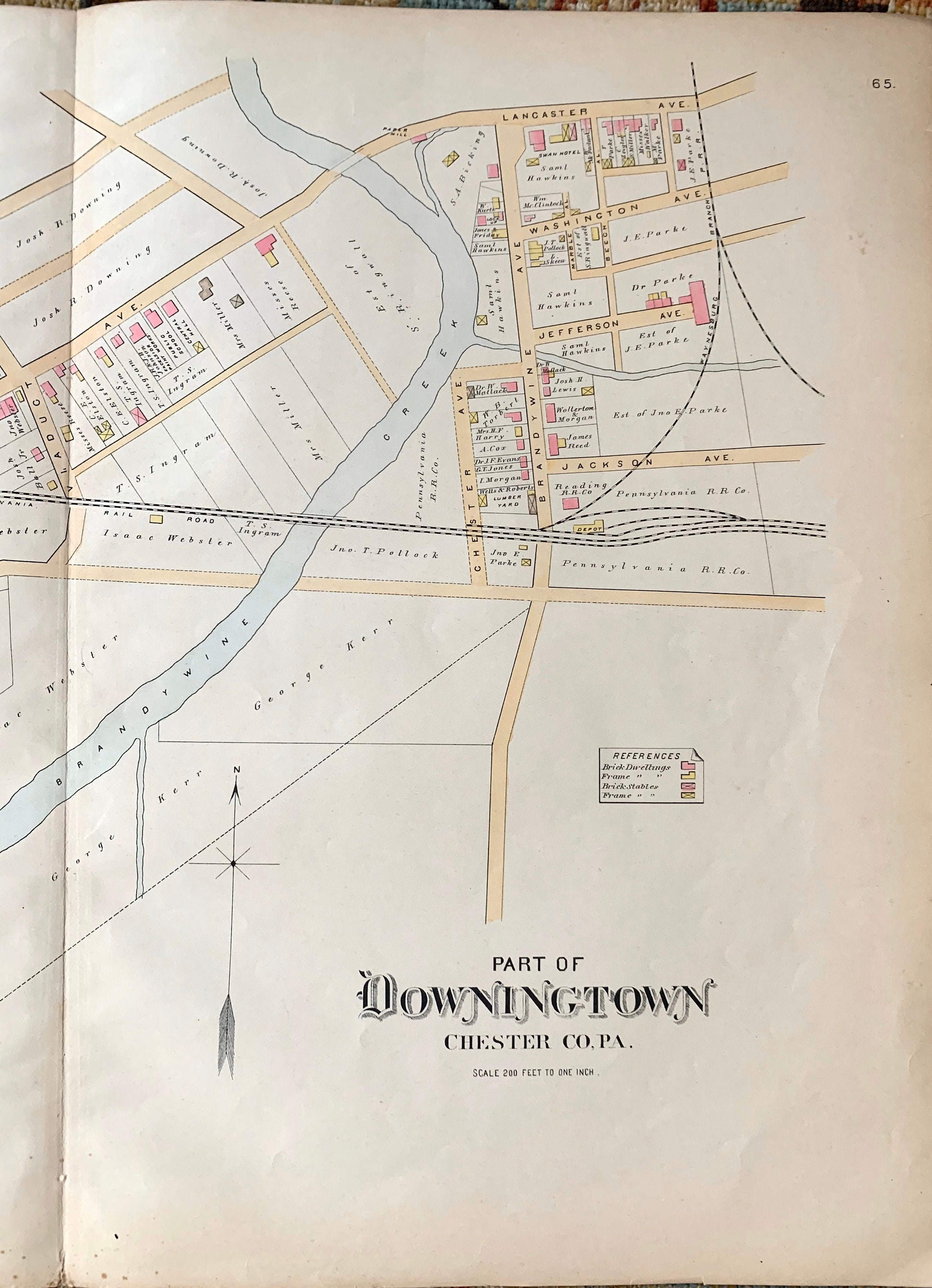 Downingtown Map Original 1883 Chester County Farm Atlas Map Etsy