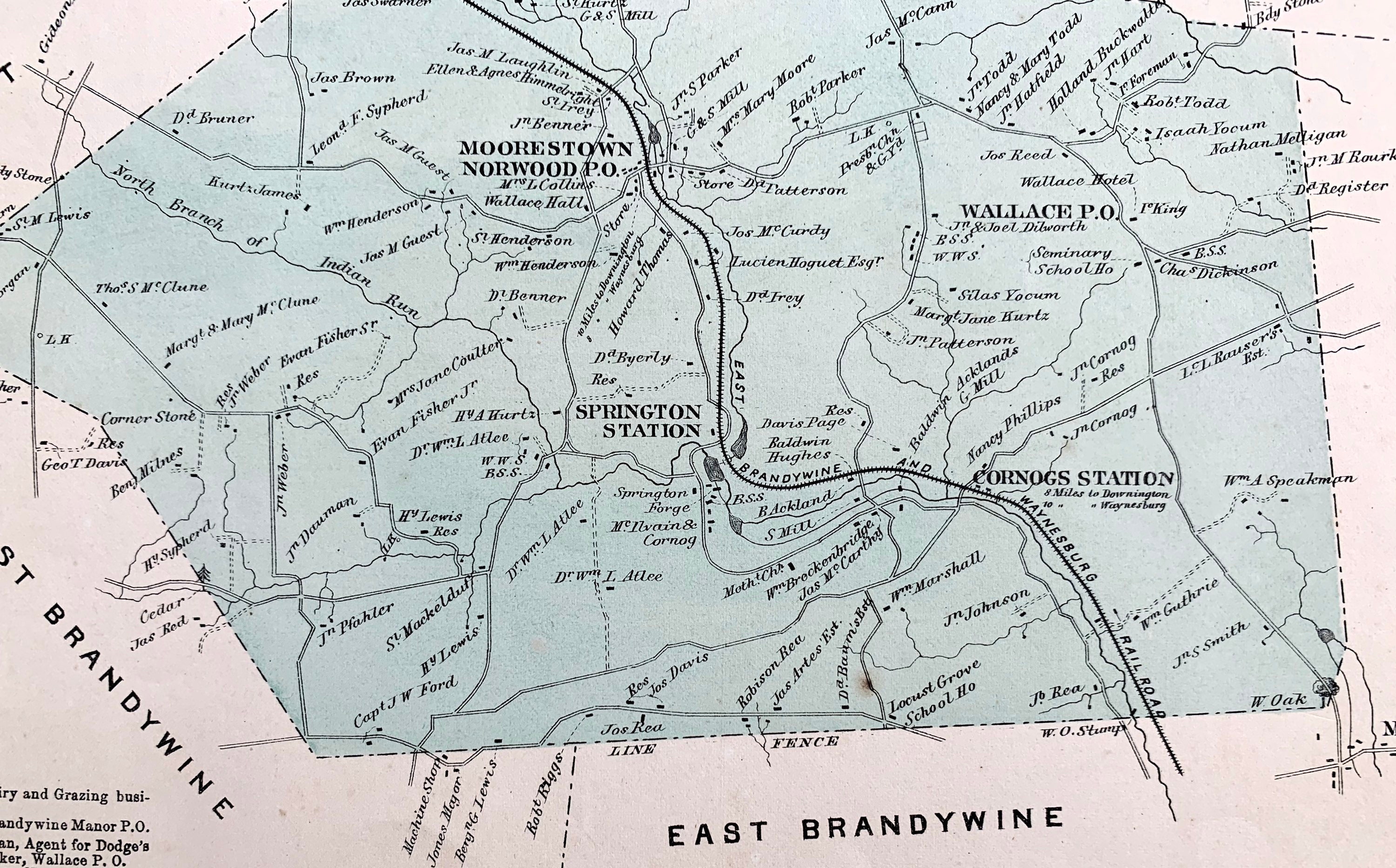 Wallace Township map Original 1873 Chester County Etsy