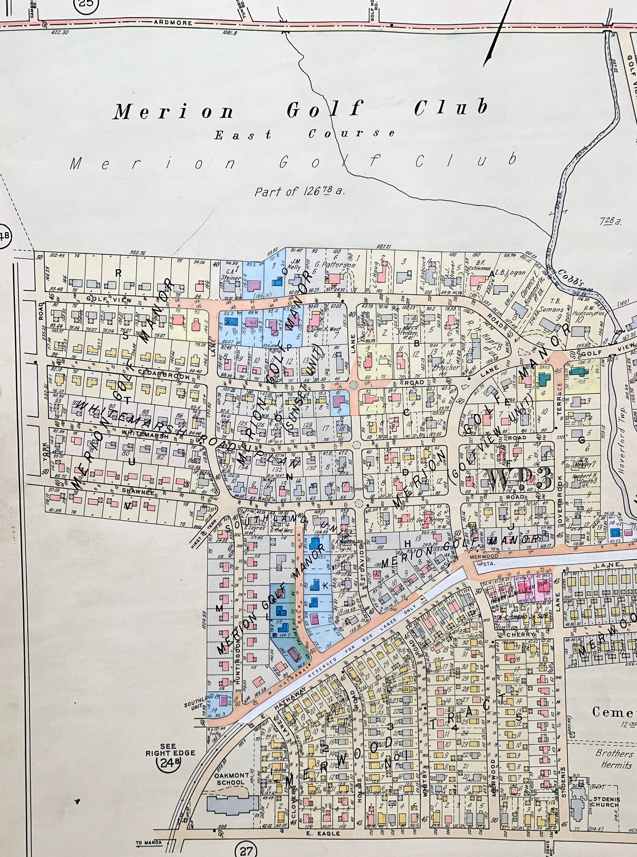 Ardmore Map, Original 1961 Main Line Atlas, Haverford Township, Merion ...