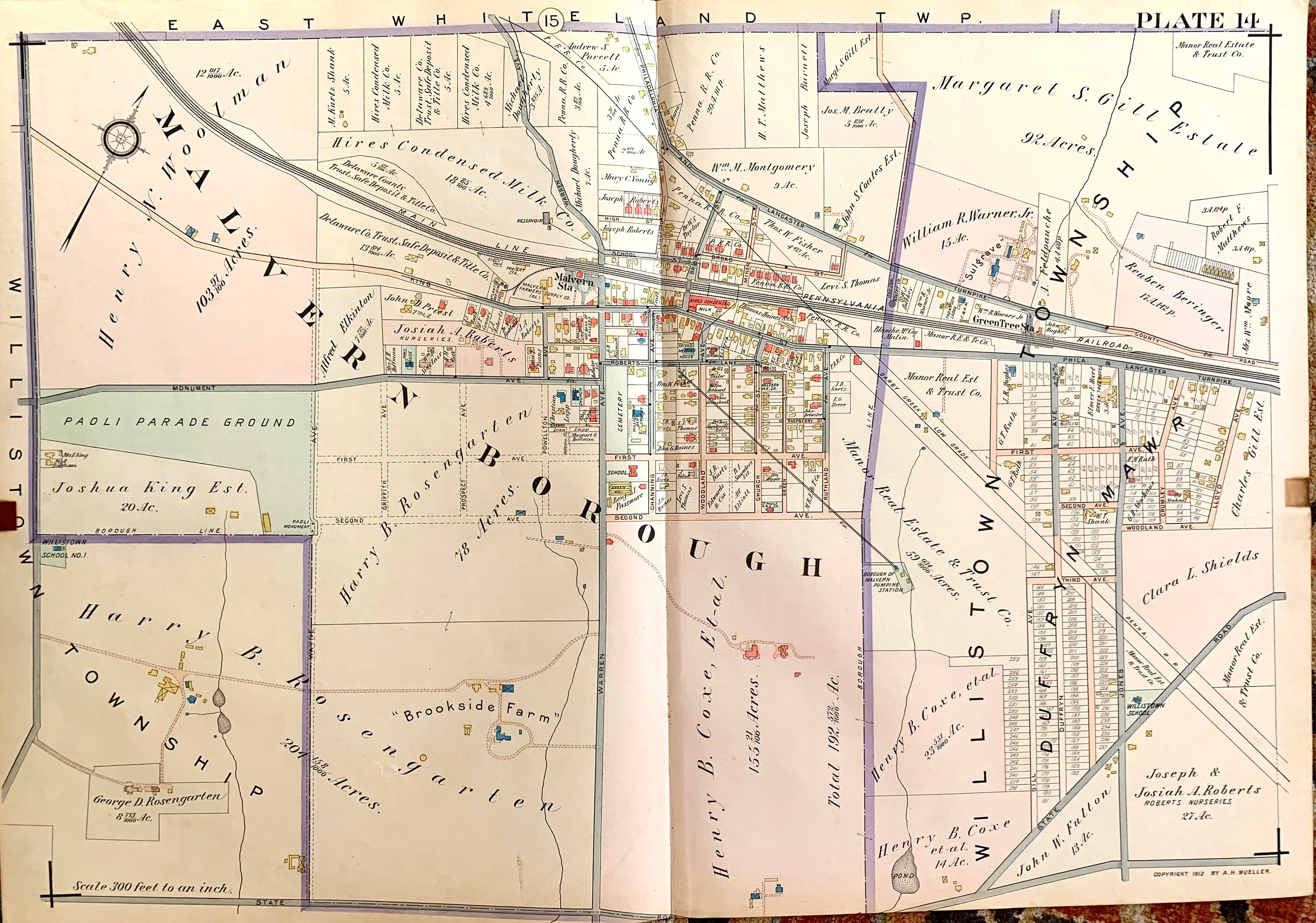 Malvern Map Willistown Township map Original 1912 Etsy España