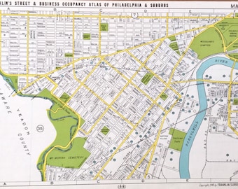 West Philadelphia map, Original 1946, Franklins Atlas Map, Elmwood