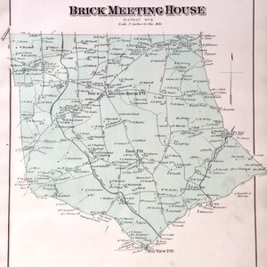 Brick Meeting House Map, 1877 Cecil County Maryland Atlas Map, Original Hand Colored