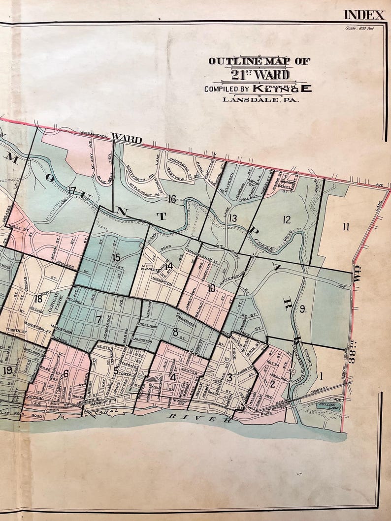 Manayunk Map Manayunk Map, Original 1921 Ward 21 Atlas, Roxborough, Shawmont ...