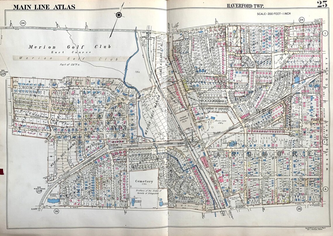 1947 Ardmore Map Original Main Line Pennsylvania Railroad Etsy Denmark