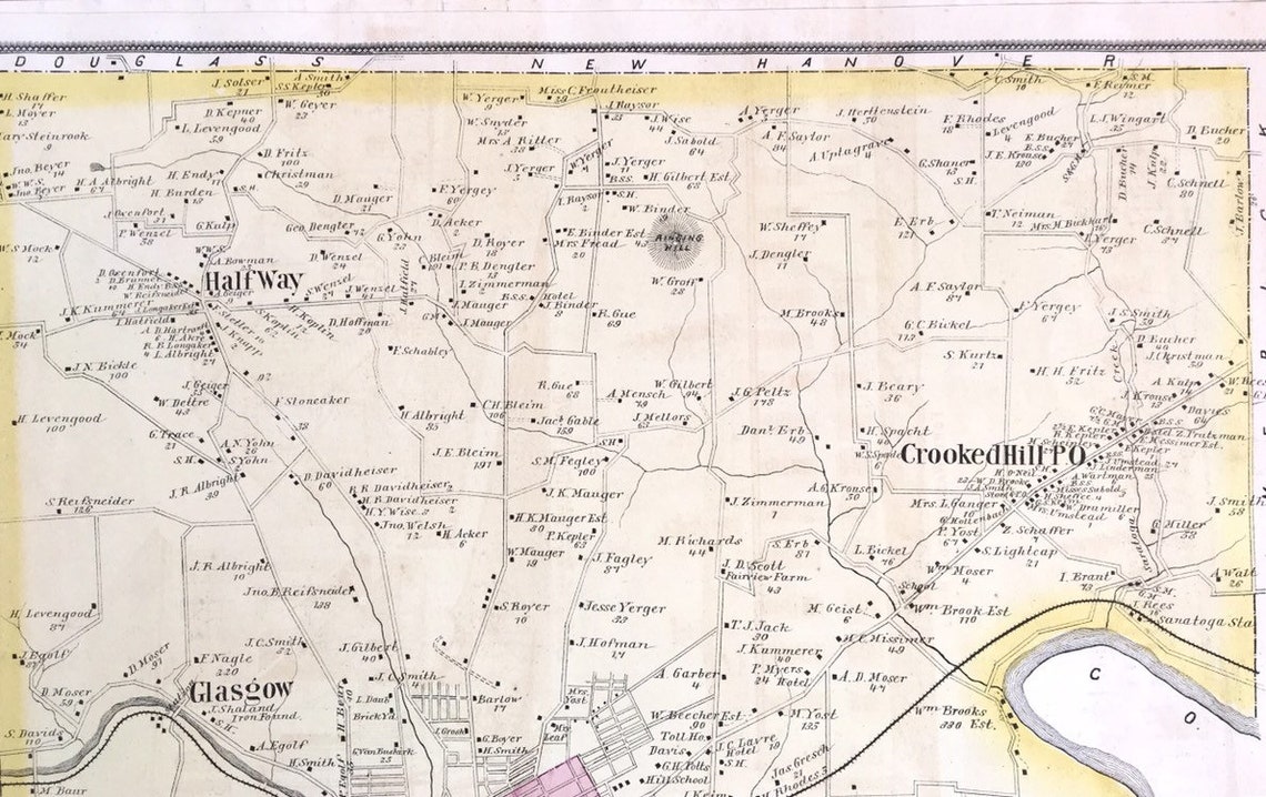 Pottsgrove Township Map Original 1877 Montgomery County Etsy