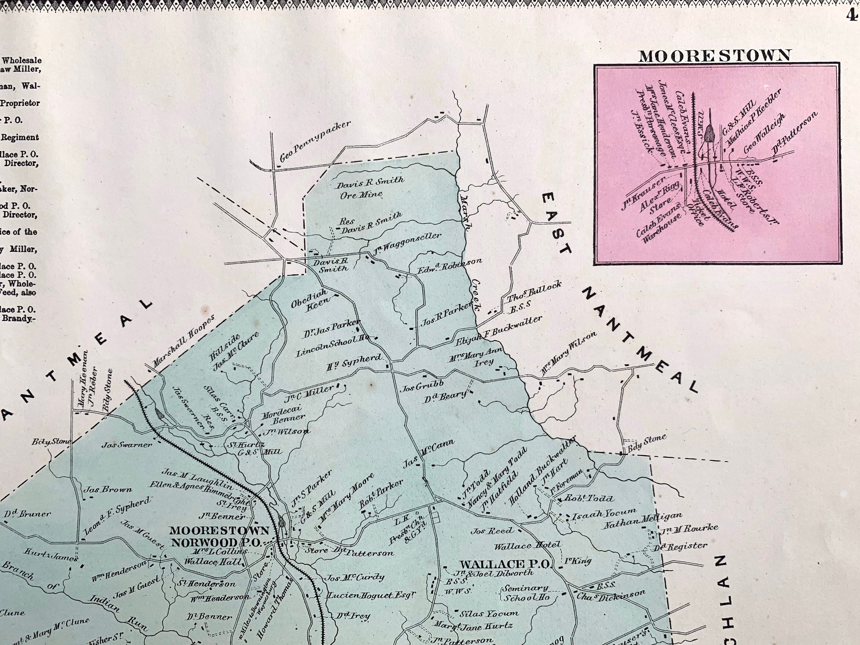 Wallace Township Map Original 1873 Chester County Etsy UK
