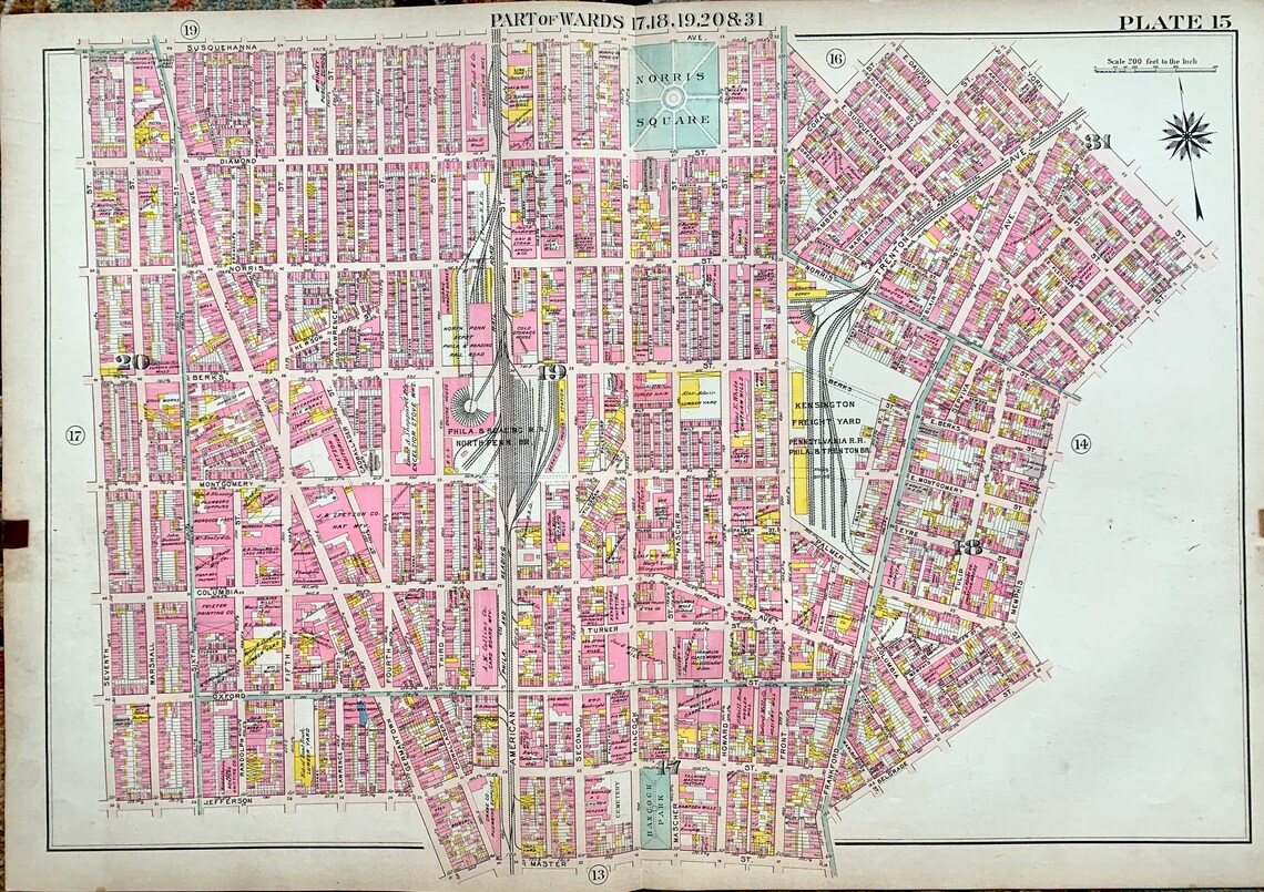 West Kensington Map Original 1910 Philadelphia Atlas Etsy