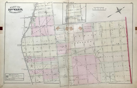 Mount Airy Map Original 1878 Philadelphia Ward 22 Atlas Ivy | Etsy