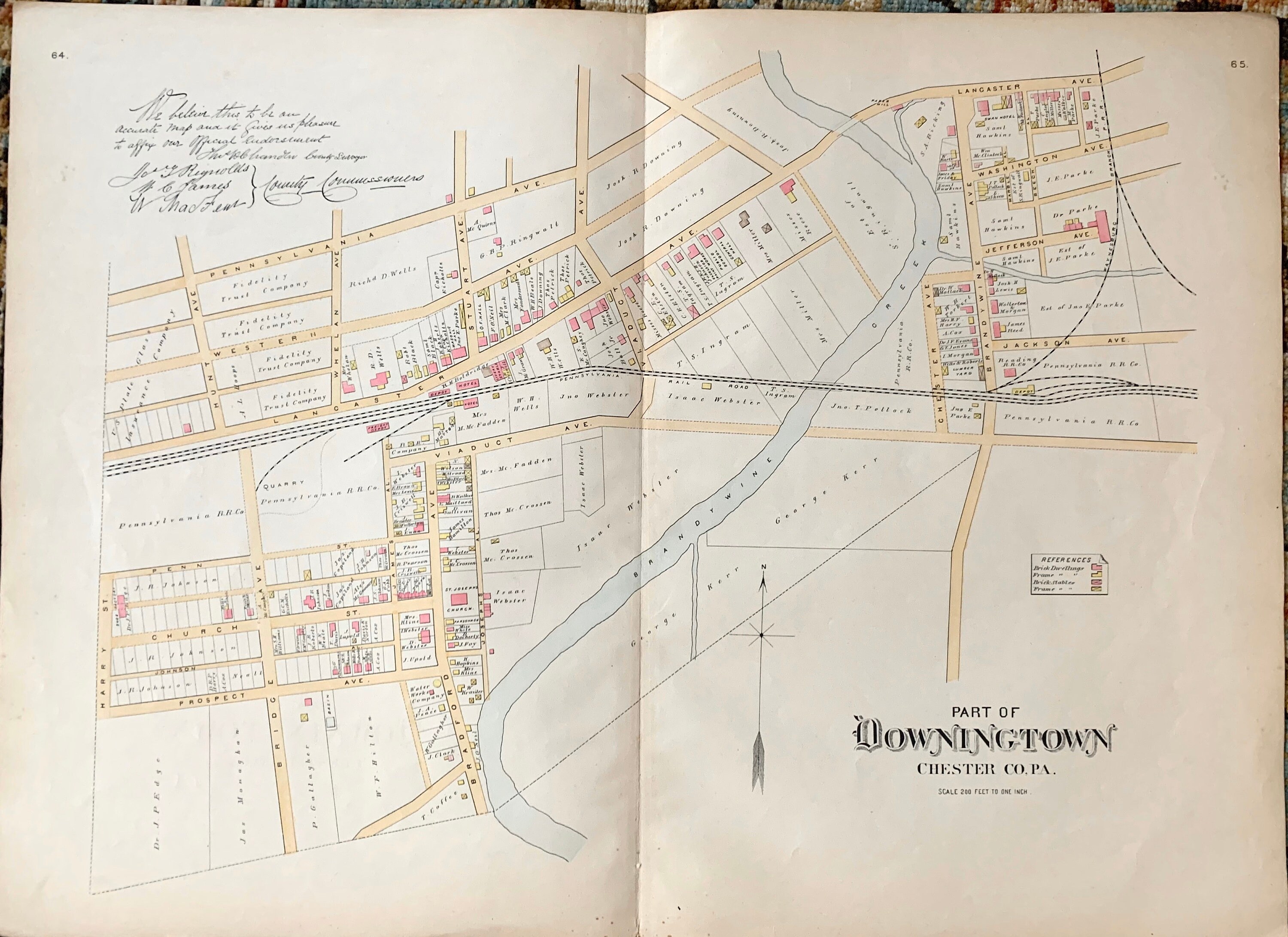 Downingtown Map Original 1883 Chester County Farm Atlas Map Etsy