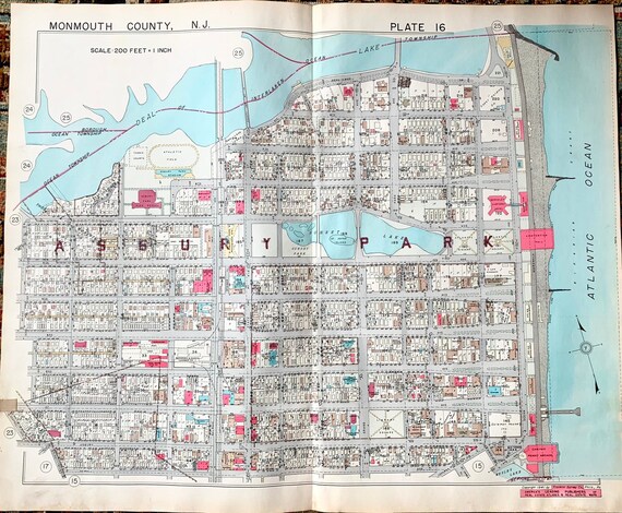 Map Of Asbury Park Nj Asbury Park Map Original 1941 Monmouth County New Jersey | Etsy Australia