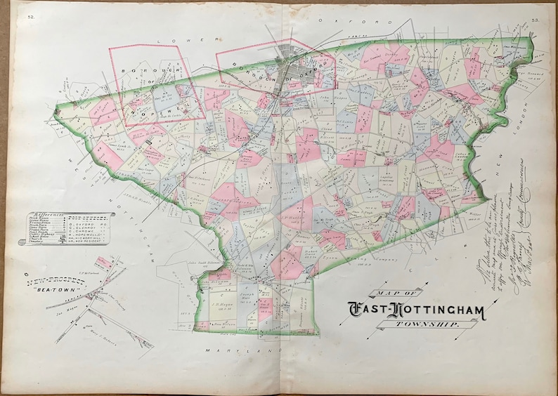 1883 East Nottingham Township Map, Original Chester County Farm Atlas