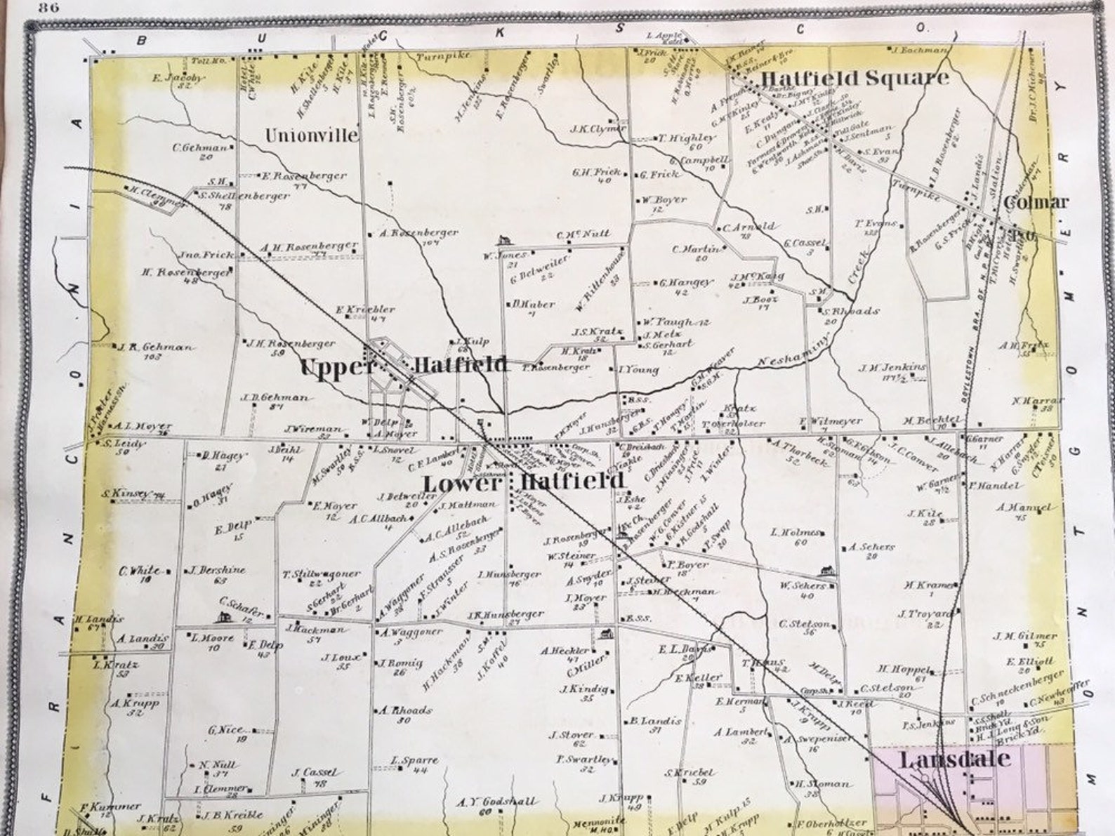 1877 Hatfield Township Montgomery County Pennsylvania Atlas Etsy