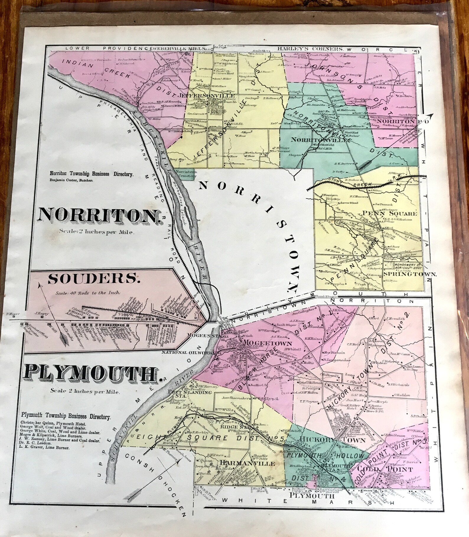 Norriton Township Map Original 1871 Montgomery County Atlas Etsy