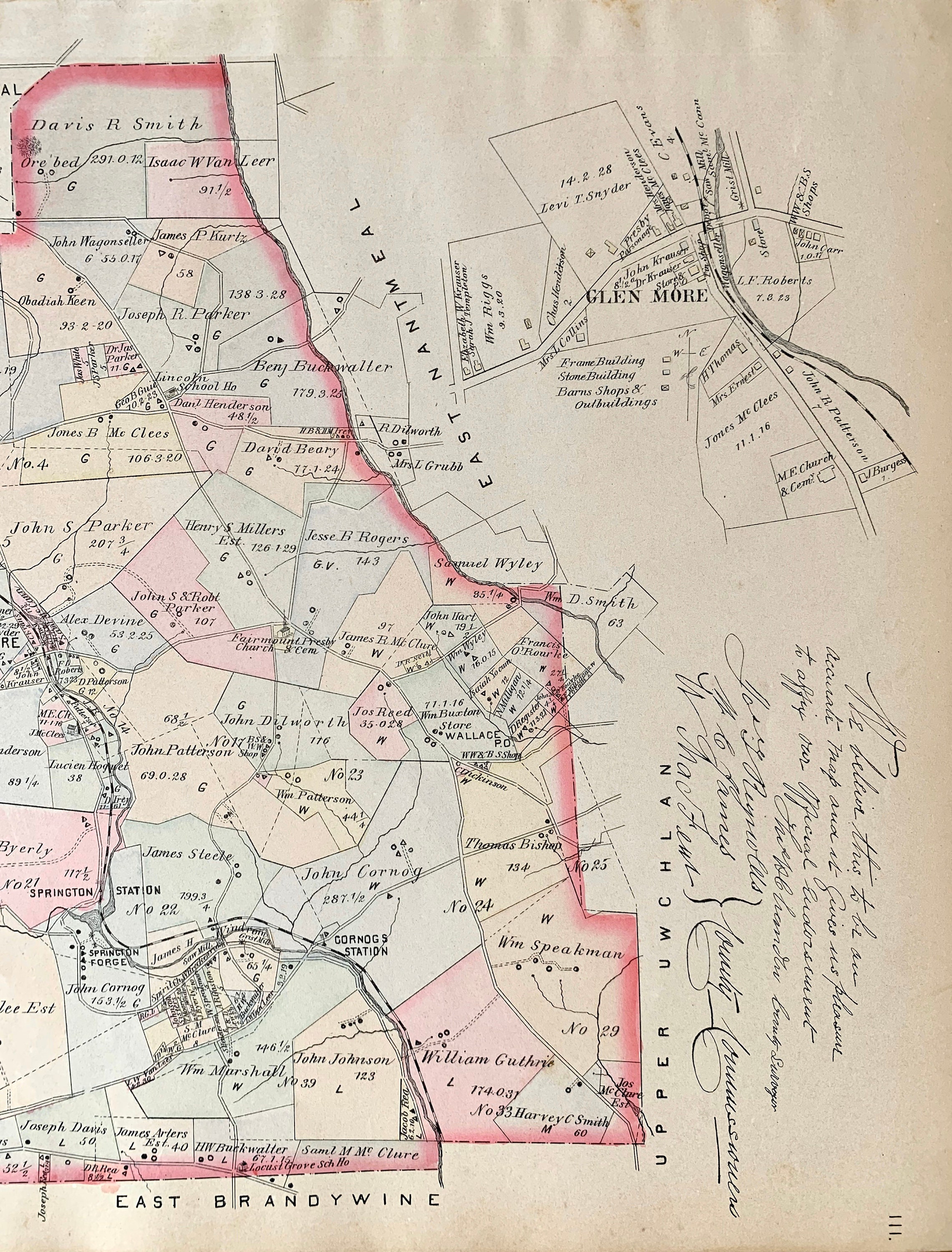 Wallace Township Map Original 1883 Chester County Etsy India