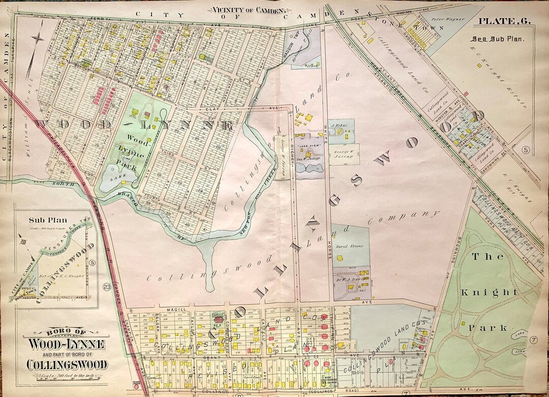 Collingswood Map Original 1907 Camden and Vicinity Atlas Etsy