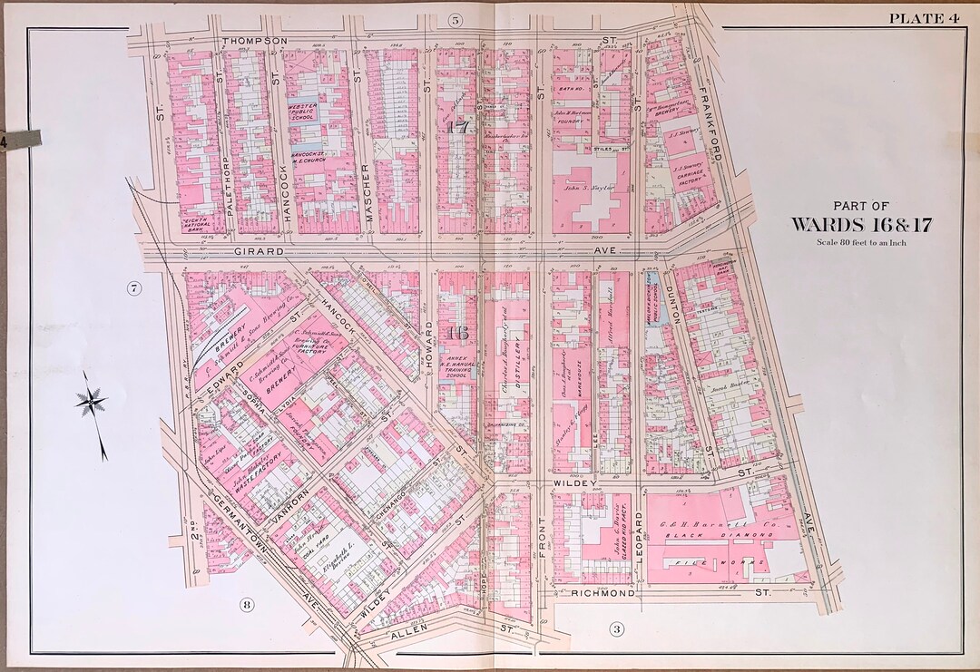 Northern Liberties Map Fishtown Map Original 1907 City of Etsy