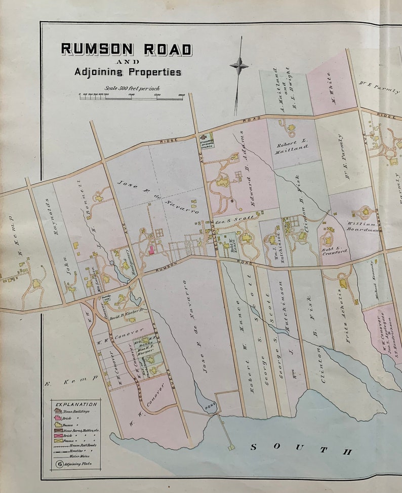 Rumson New Jersey Map Original 1889 Monmouth County Atlas Etsy