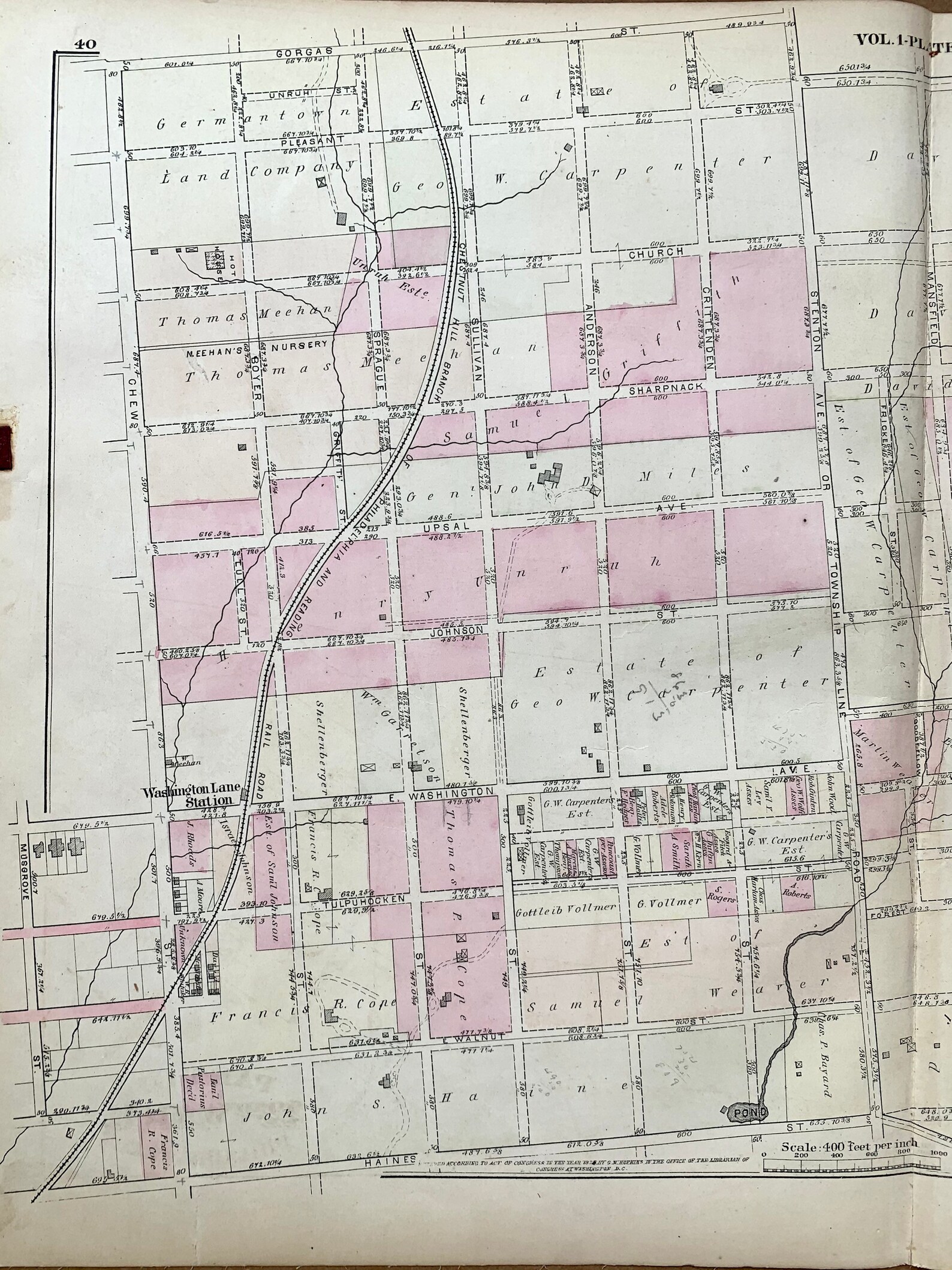 East Mount Airy Map Original 1878 Philadelphia Ward 22 - Etsy