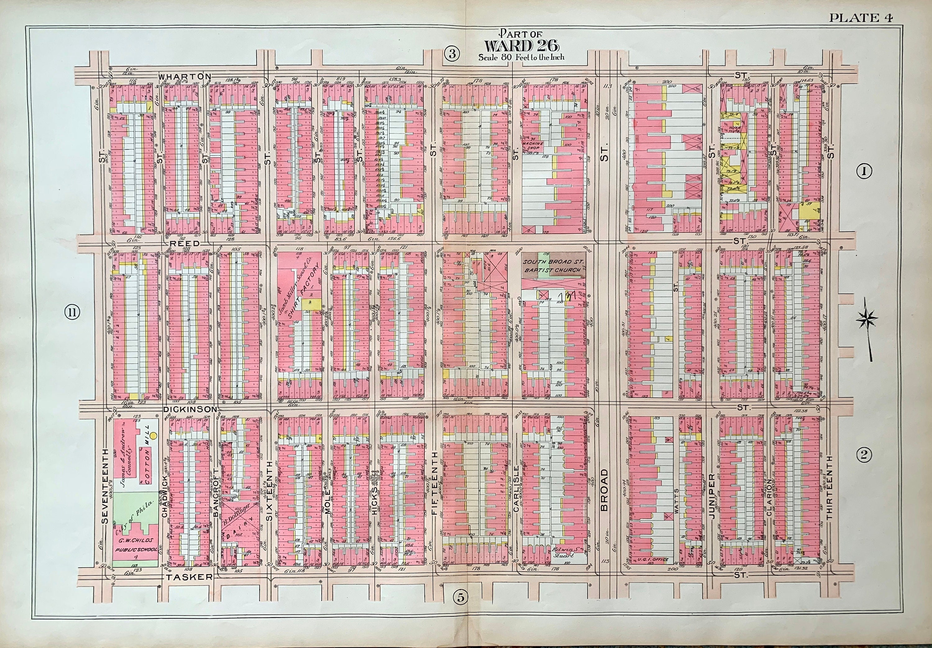 South Philadelphia Map, Original 1909 City of Philadelphia Atlas Map, Point Breeze, Newbold