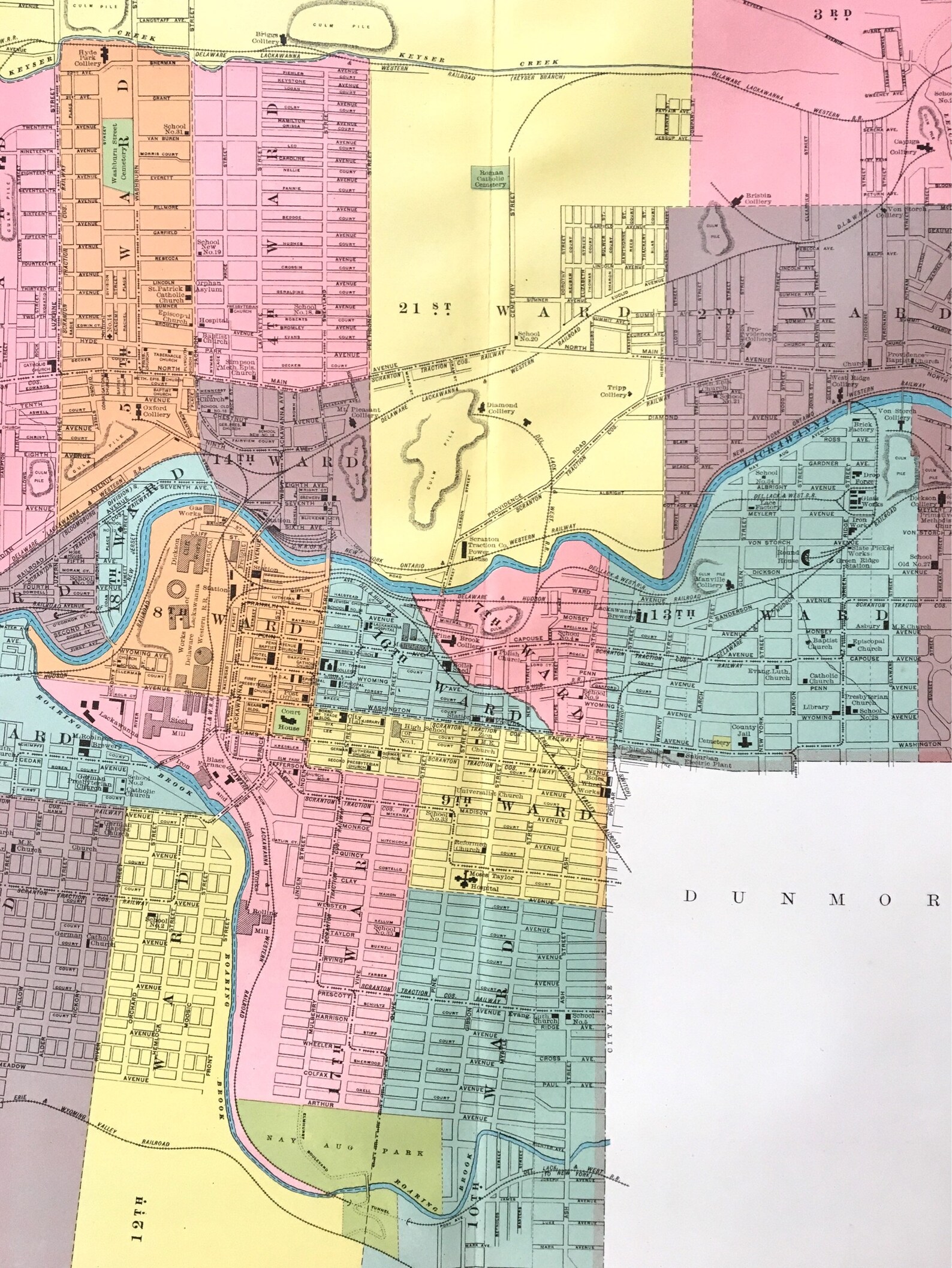 City of Scranton Map Original 1900 State of Pennsylvania Etsy