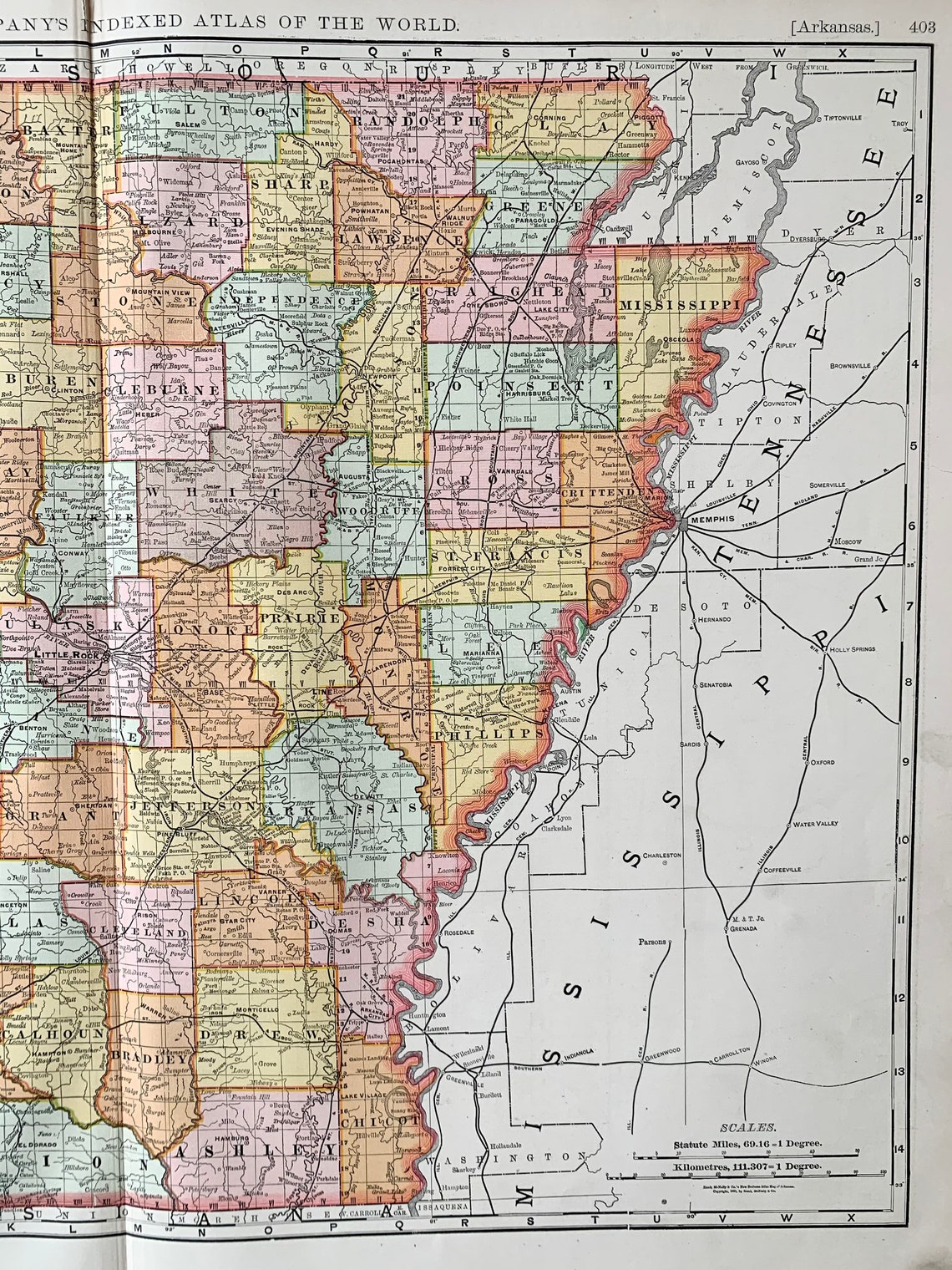 Arkansas Map, Original 1895 Rand Mcnally Atlas, Little Rock, the ...