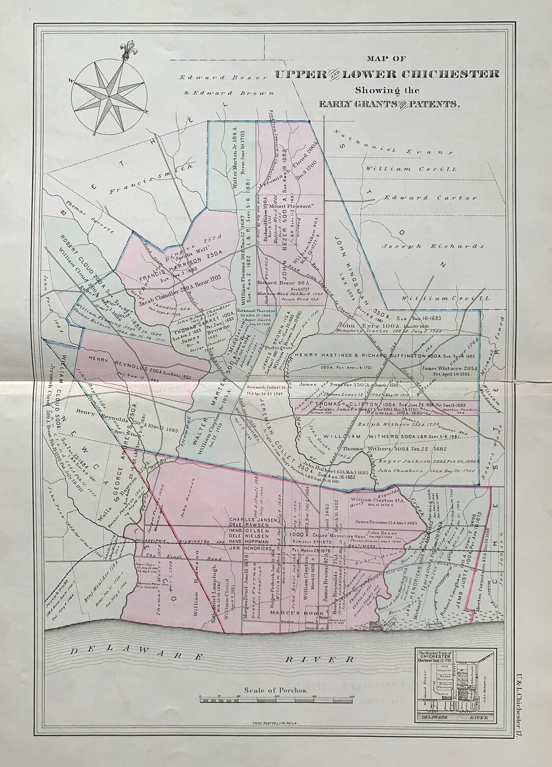 Upper and Lower Chichester Map Original 1880 Delaware County Etsy
