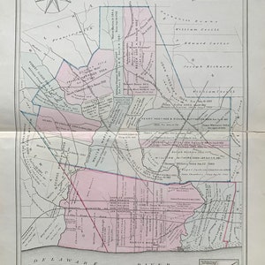 Upper and Lower Chichester map, Original 1880 Delaware County atlas, Marcus Hook
