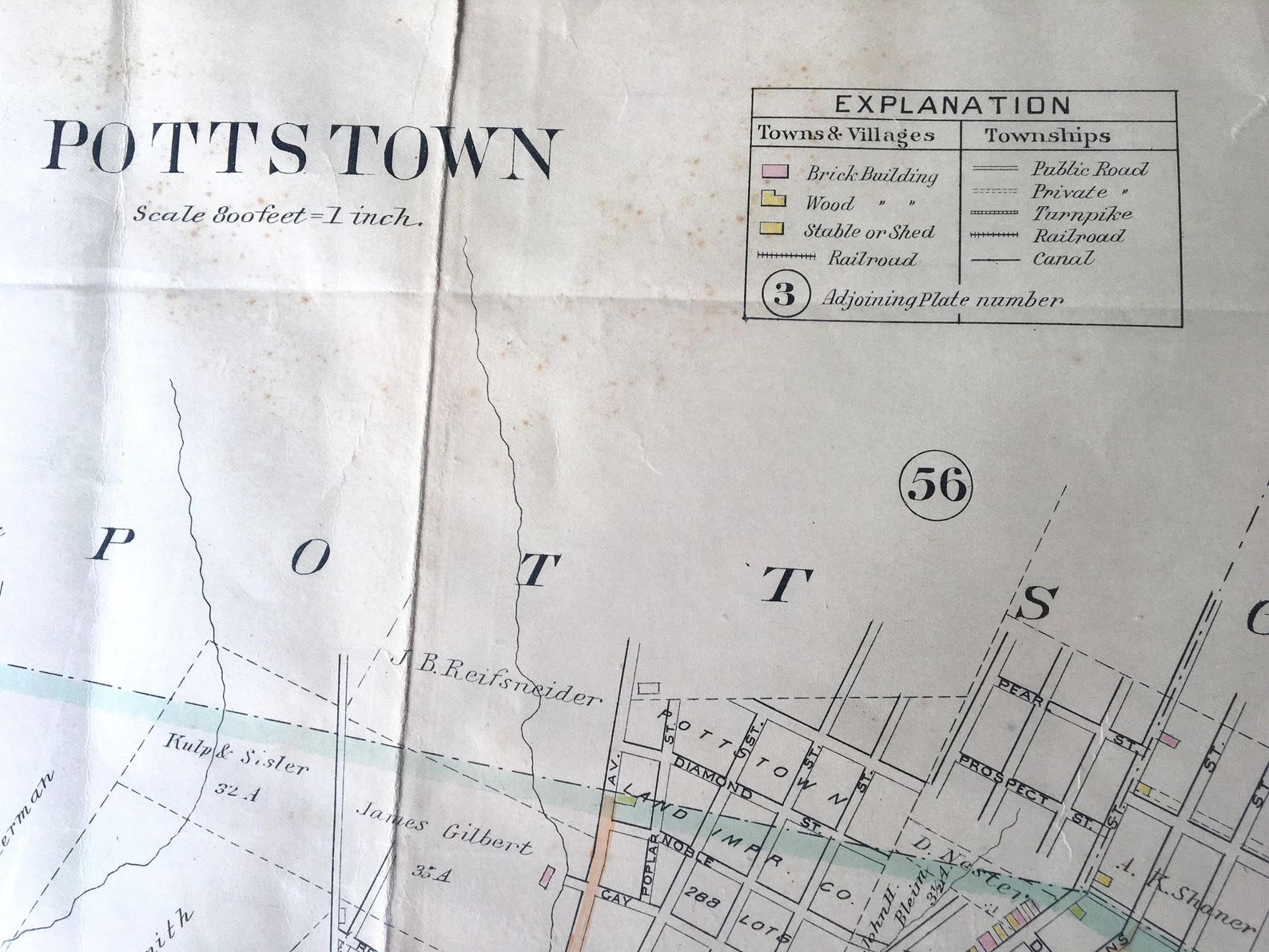 Pottstown Map Original 1891 Montgomery County Atlas Etsy
