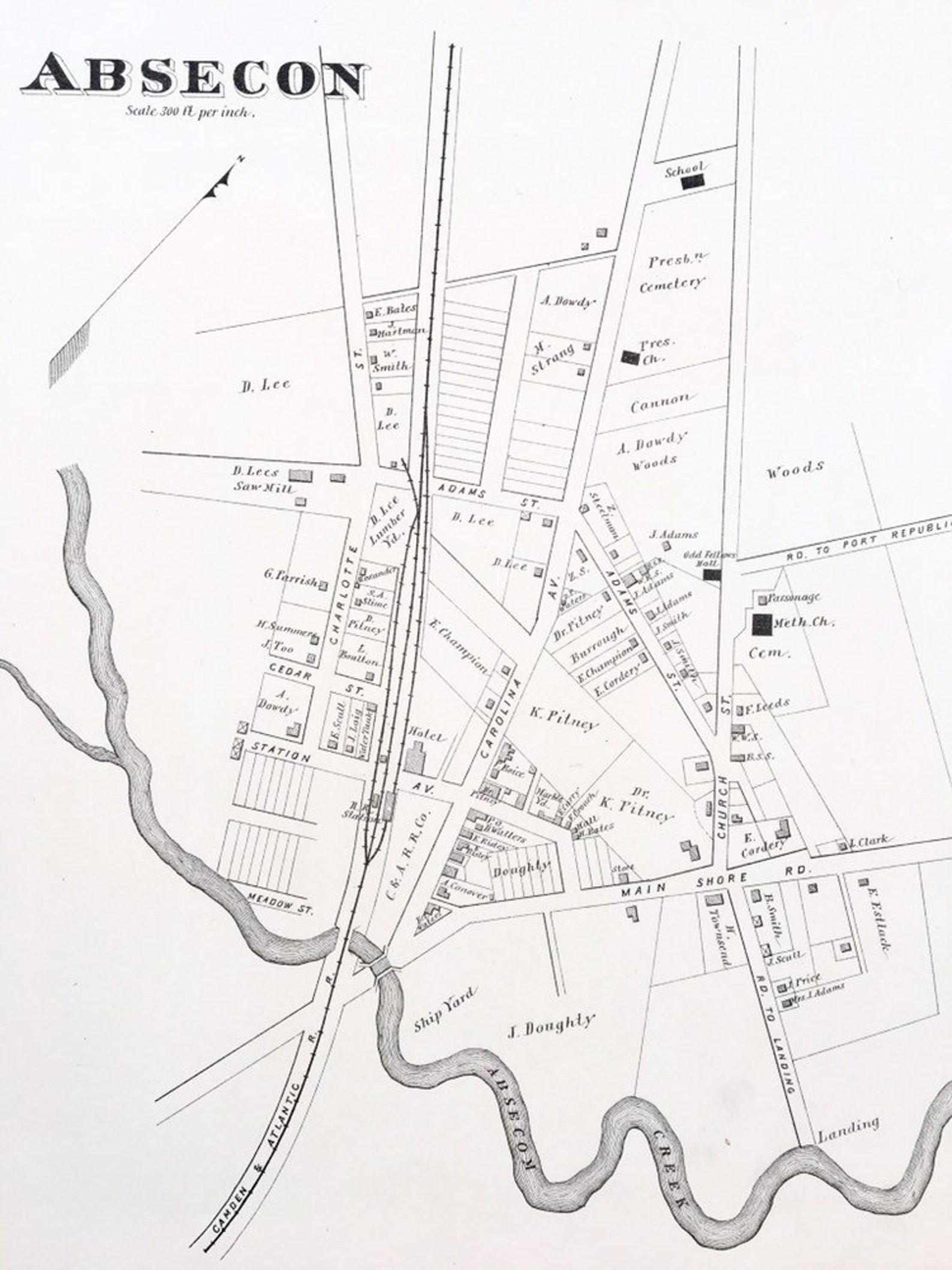 Absecon Map Original 1878 New Jersey Shore Atlas Atlantic Etsy