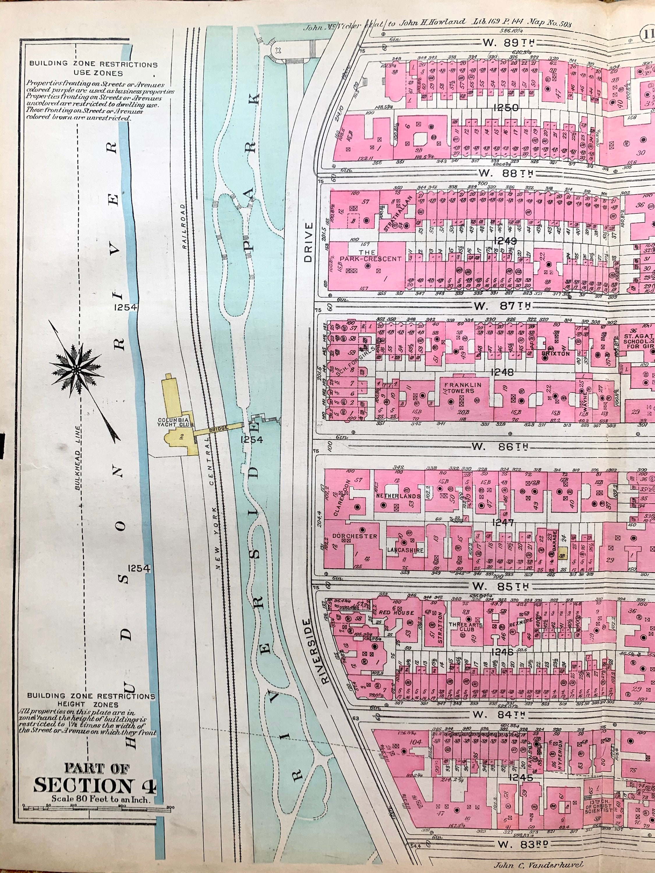 Upper West Side Map Original 1930 Manhattan Borough Atlas - Etsy