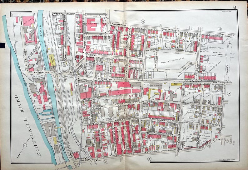 Manayunk Map Manayunk Map, Original 1929 Klinge Atlas, Green Lane, Leverington - Etsy