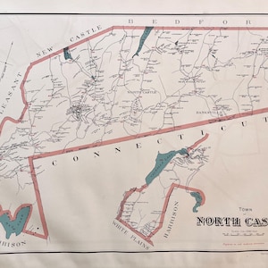 North Castle Map, Original 1890 Westchester County Atlas, Armonk, Kensico, Banksville, North White Plains