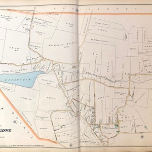 May include: A vintage map of West Orange, New Jersey, showing the area's streets, roads, and property boundaries. The map is divided into sections, with each section labeled with a number. The map also includes the names of some of the residents of the area.