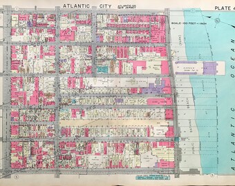 Atlantic City map, Original 1938 Absecon Island atlas, Steel pier, Garden Pier