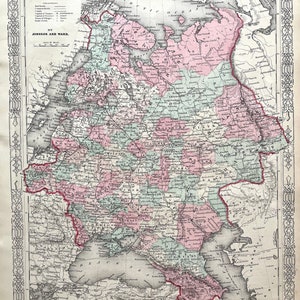 Antique Russia Map, Original 1868 Johnson and Ward Atlas, Moscow,
