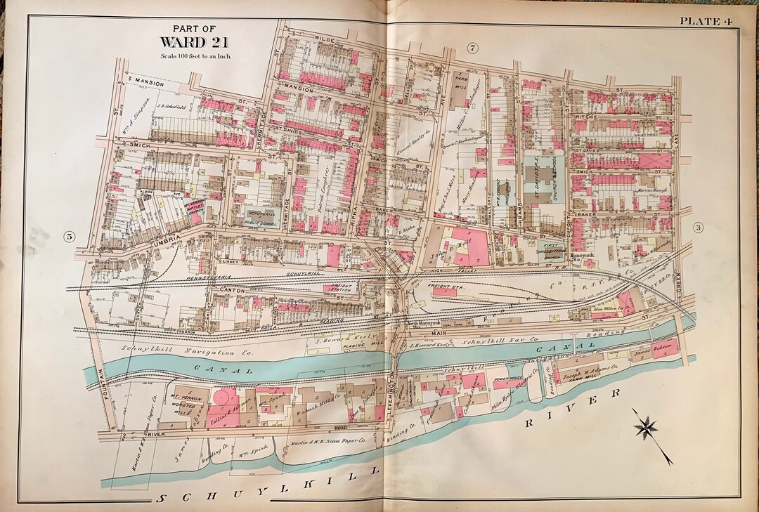 Manayunk Map Manayunk Map, Original 1911 Ward 21 Atlas, Manayunk Station - Etsy
