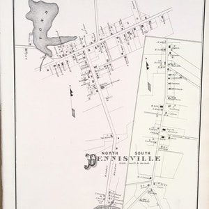 Dennisville map, original 1878 New Jersey Shore Atlas, Cape May County