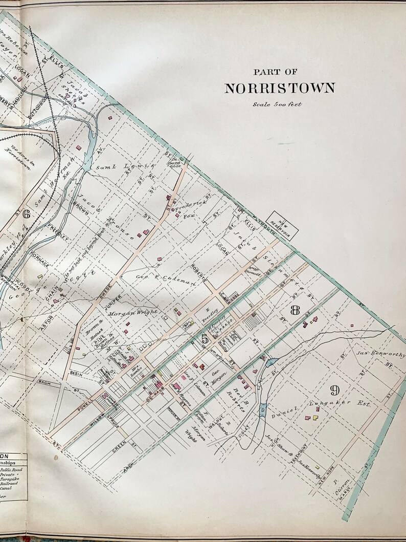 Norristown Map Original 1893 Montgomery County Atlas Etsy