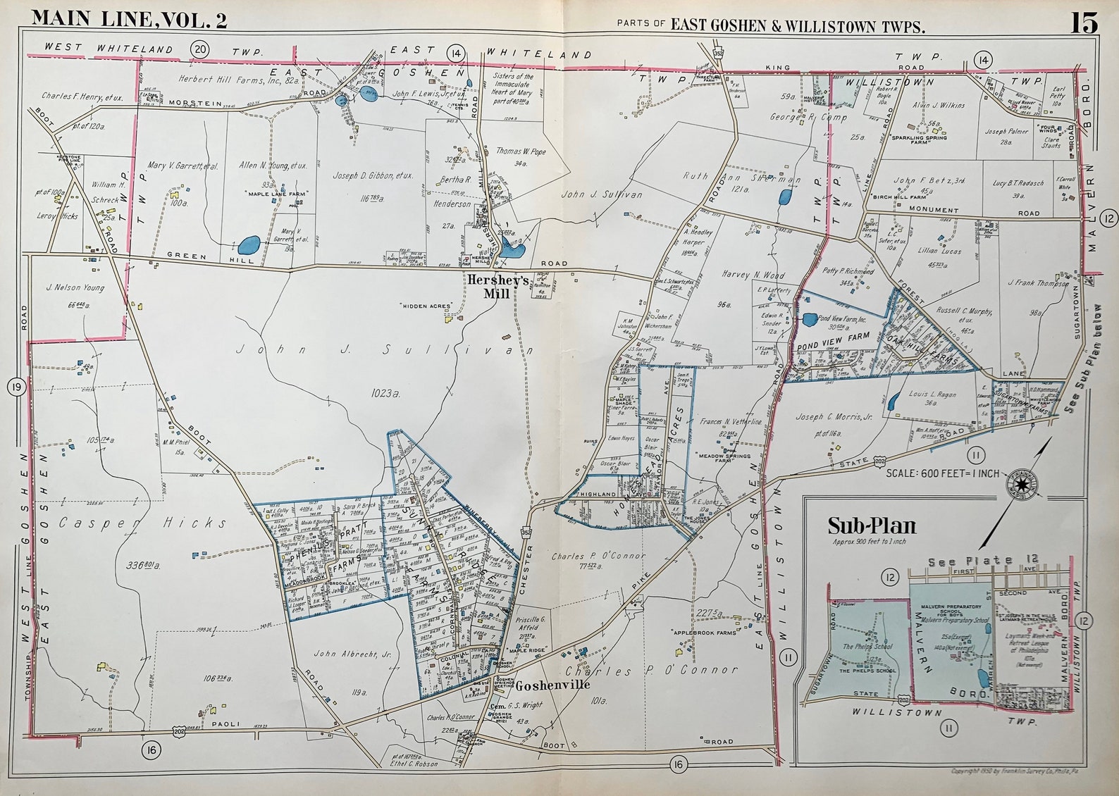 East Goshen Township Map Original 1950 Franklin Survey Main Etsy UK