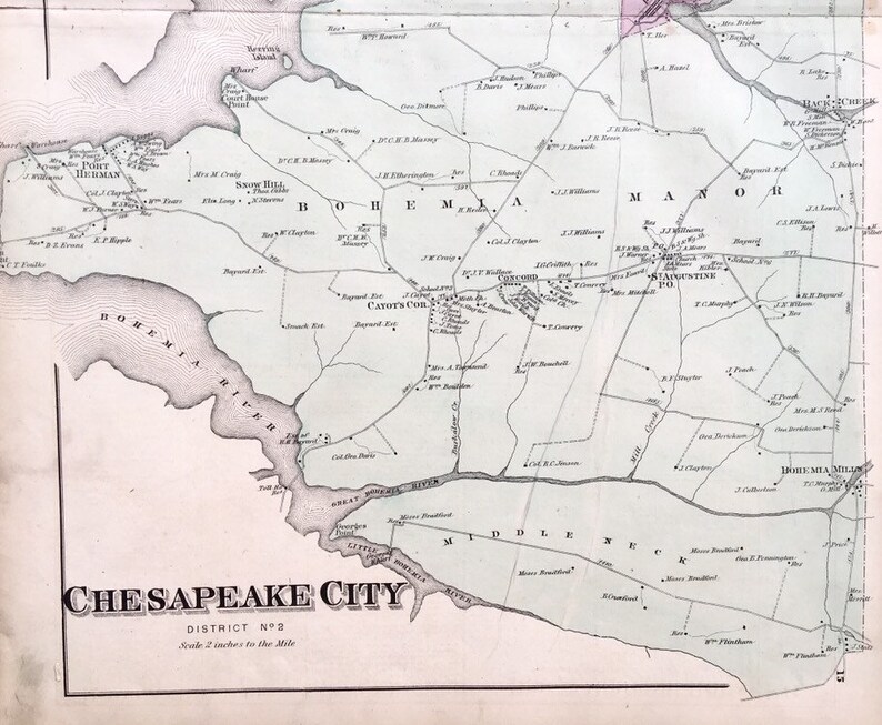 Chesapeake City Map Cecil County Maryland Atlas Map Original Etsy UK